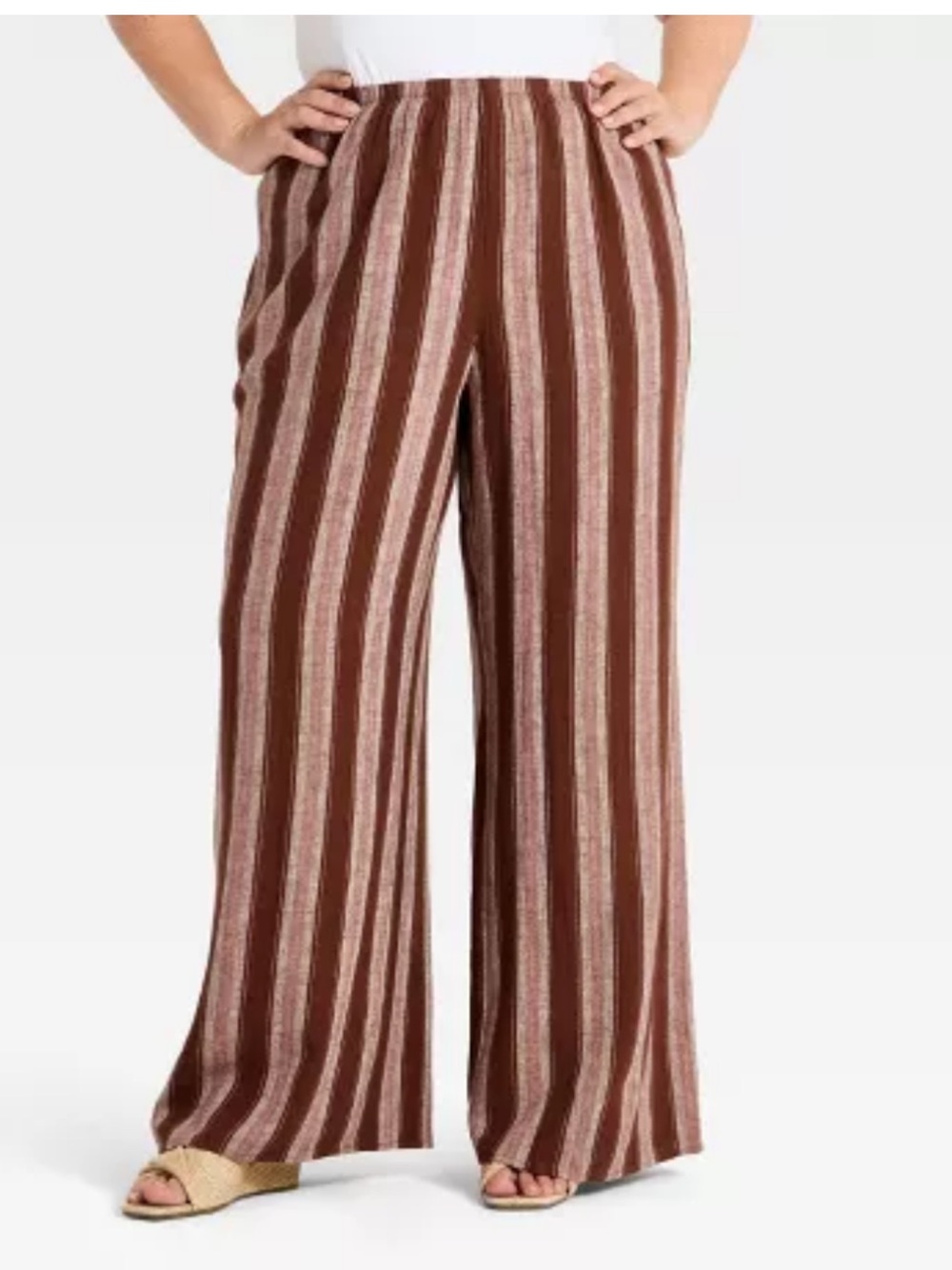 A New Day Linen Blend Striped Wide Leg Pants XXL NWT